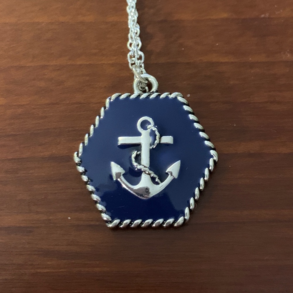 Blue anchor necklace